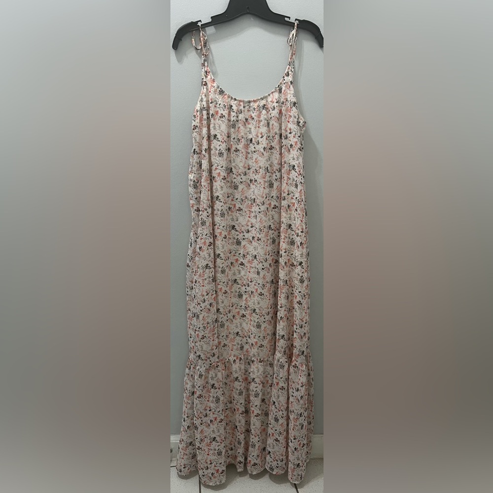 Express White and Pink Floral Maxi Dress